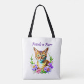 bloemblaadjes en Spint Schattigee kat en  bloemen Tote Bag (Achterkant)