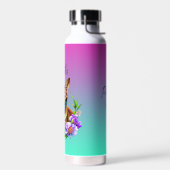 bloemblaadjes en Spint Schattigee kat en  bloemen Waterfles (Links)