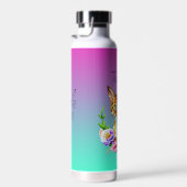 bloemblaadjes en Spint Schattigee kat en  bloemen Waterfles (Rechts)