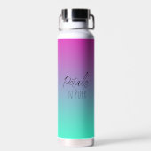 bloemblaadjes en Spint Schattigee kat en  bloemen Waterfles (Achterkant)