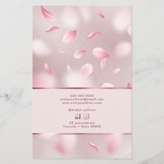 Bloemblaadjes faux folie prijslijst flyer (Achterkant)