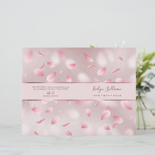 Bloemblaadjes faux folie service menubrochure (Staand voorkant)