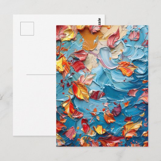 Bloemblaadjes in Beweging – Expressieve Abstracte  Briefkaart (Voorkant / Achterkant)