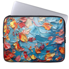 Bloemblaadjes in Beweging – Expressieve Abstracte Laptop Sleeve
