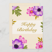 Bloemblaadjes in harmonie - Anemoon en Kosmos Verj Feestdagenkaart (Voorkant / Achterkant)