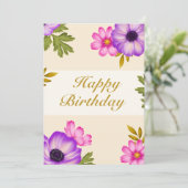 Bloemblaadjes in harmonie - Anemoon en Kosmos Verj Feestdagenkaart (Staand voorkant)