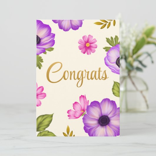 Bloemblaadjes in Harmonie Gefeliciteerd Groet Kaart (Staand voorkant)