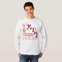 Bloemblaadjes in roze harmonie wit t-shirt
