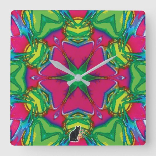 Bloemblaadjes Kaleidoscoop Vierkante Klok (Voorkant)