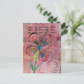 Bloemblaadjes nat met dauwbloem mixed media collag briefkaart (Staand voorkant)