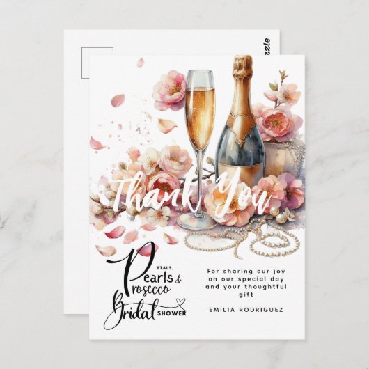 Bloemblaadjes Parels Prosecco Cadeautjes Bruidsfee Briefkaart (Voorkant / Achterkant)