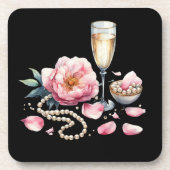 Bloemblaadjes Parels Prosecco Decoratie Tafelservi Bier Onderzetter (Voorkant)