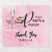 Bloemblaadjes Parels Prosecco Favorieten Bruidsmei Sparkling Wijnetiket (Enkel label)