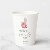 bloemblaadjes & Prosecco 30e verjaardag Bloemen Ro Papieren Bekers (Achterkant)