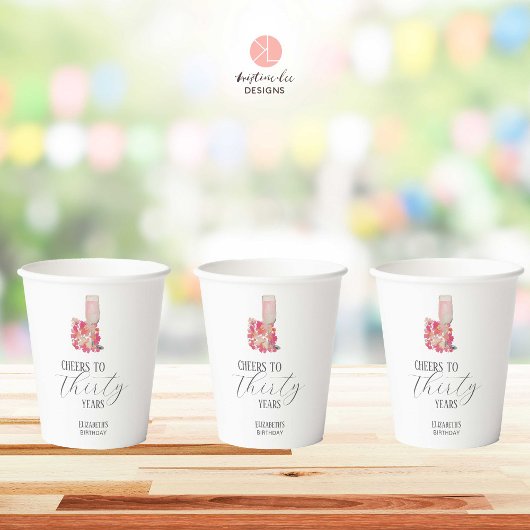 bloemblaadjes & Prosecco 30e verjaardag Bloemen Ro Papieren Bekers