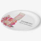 bloemblaadjes & Prosecco 30e verjaardag Bloemen Ro Papieren Bordje (Gekanteld)