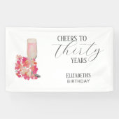 bloemblaadjes & Prosecco 30e verjaardag Bloemen Ro Spandoek (Horizontaal)