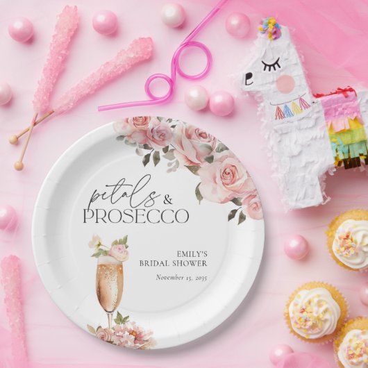 bloemblaadjes & Prosecco Bloemen Vrijgezellenfeest Papieren Bordje (Feest)