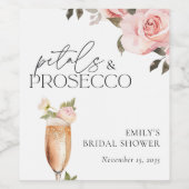 bloemblaadjes & Prosecco Bloemen Vrijgezellenfeest Wijn Etiket (Enkel label)