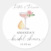 Bloemblaadjes & Prosecco - bruidsdouche Ronde Sticker (Voorkant)