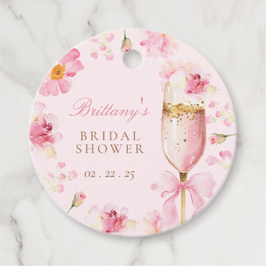 Bloemblaadjes Prosecco Bruidsmeisjesfeest Bedankjes Labels (Voorkant)