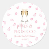 Bloemblaadjes & Prosecco Champagne Bruidsdiner Ronde Sticker (Voorkant)