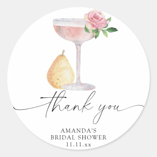 Bloemblaadjes & Prosecco - dank je bruidsdouche Ronde Sticker (Voorkant)