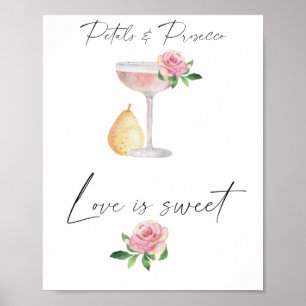 Bloemblaadjes & Prosecco - liefde is zoet, neem ee Poster