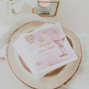 Bloemblaadjes & Prosecco Roze Gouden Bruidsdouche  Servet