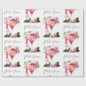 Bloemblaadjes & Prosecco Roze Roze Bloemachtige Br Cadeaupapier (Vlak)