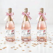 Bloemblaadjes & Prosecco Roze Roze Bloemige Bruids Sparkling Wijnetiket