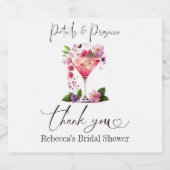 Bloemblaadjes & Prosecco Roze Roze Bloemige Bruids Sparkling Wijnetiket (Enkel label)