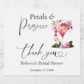 Bloemblaadjes & Prosecco Roze Roze Bloemige Bruilo Sparkling Wijnetiket (Enkel label)