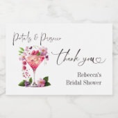 Bloemblaadjes & Prosecco Roze Roze Bloemige Bruilo Sparkling Wijnetiket (Enkel label)