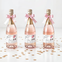 Bloemblaadjes & Prosecco Roze Roze Bloemige Bruilo Sparkling Wijnetiket