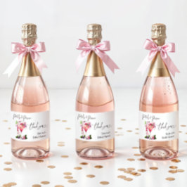 Bloemblaadjes & Prosecco Roze Roze Bloemige Bruilo Sparkling Wijnetiket