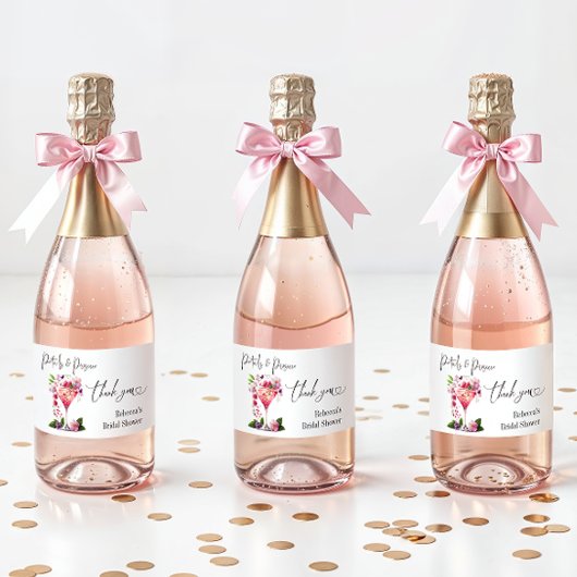 Bloemblaadjes & Prosecco Roze Roze Bloemige Bruilo Sparkling Wijnetiket