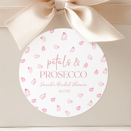 Bloemblaadjes & Prosecco Roze Rozenblaadjes Bruids Ronde Sticker