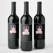 Bloemblaadjes & Prosecco sappige bruidsdouche Wijn Etiket (Flessen)