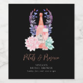 Bloemblaadjes & Prosecco sappige bruidsdouche Wijn Etiket (Enkel label)