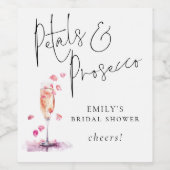 Bloemblaadjes Prosecco Script Cheers Bruiloftsfees Wijn Etiket (Enkel label)