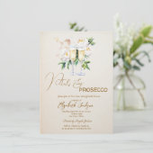 Bloemblaadjes & Prosecco Witte bloem Champagne Kaart (Staand voorkant)