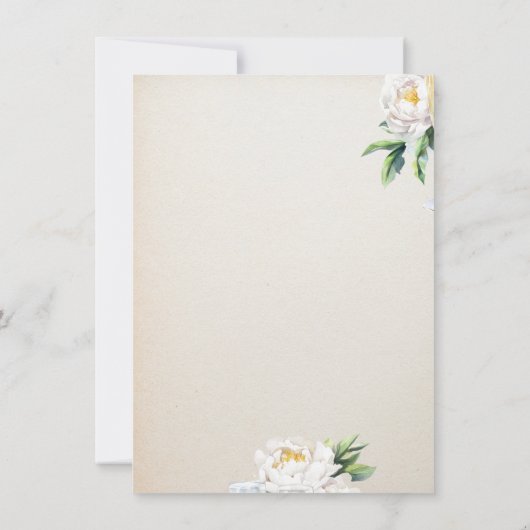 Bloemblaadjes & Prosecco Witte bloem Champagne Kaart (Achterkant)