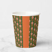  bloemblaadjes, roze op groen retro patroon papieren bekers (Links)