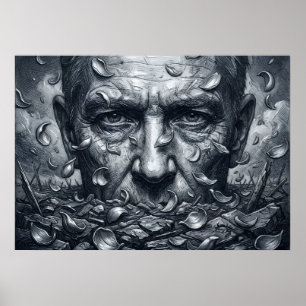 Bloemblaadjes vallen als zachte regen op een slagv poster