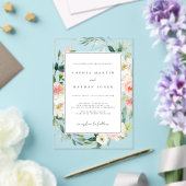 Bloemblad Blauw Groen Modern Clear Wedding Acryl Uitnodigingen (Insitu (Huwelijk))