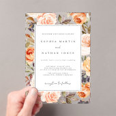 Bloemblad gebrande Sinaasappel Modern Clear Weddin Acryl Uitnodigingen (Insitu (Draagbaar))