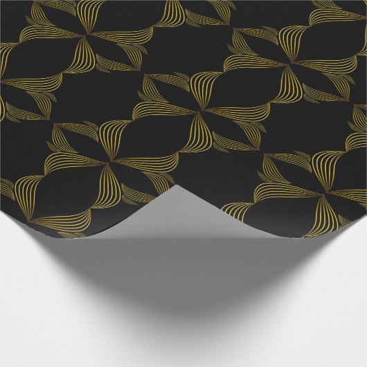 bloemblad met gouden lijn cadeaupapier (Hoek)