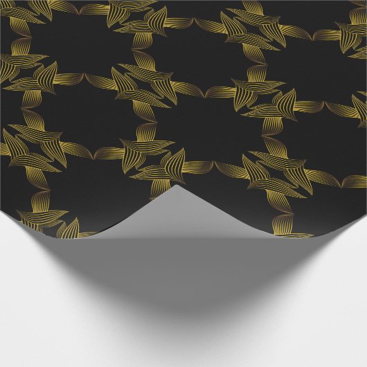 bloemblad met gouden lijn cadeaupapier (Hoek)