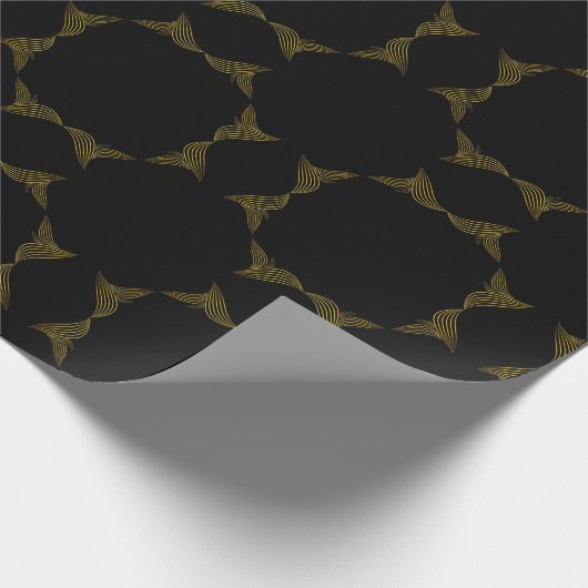 bloemblad met gouden lijn cadeaupapier (Hoek)